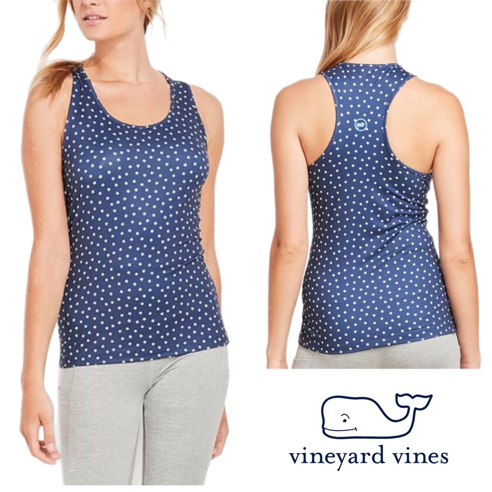 NEW Vineyard Vines Deep Bay Stars Deep Bay Stars Performance Racerback t…